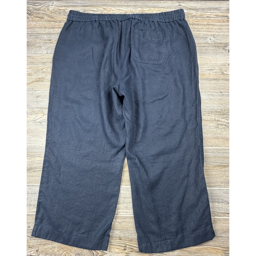 Talbots Women's Crop Linen Pants Plus Size 18W Pull-On Navy Blue Elastic Waist - Picture 4 of 13
